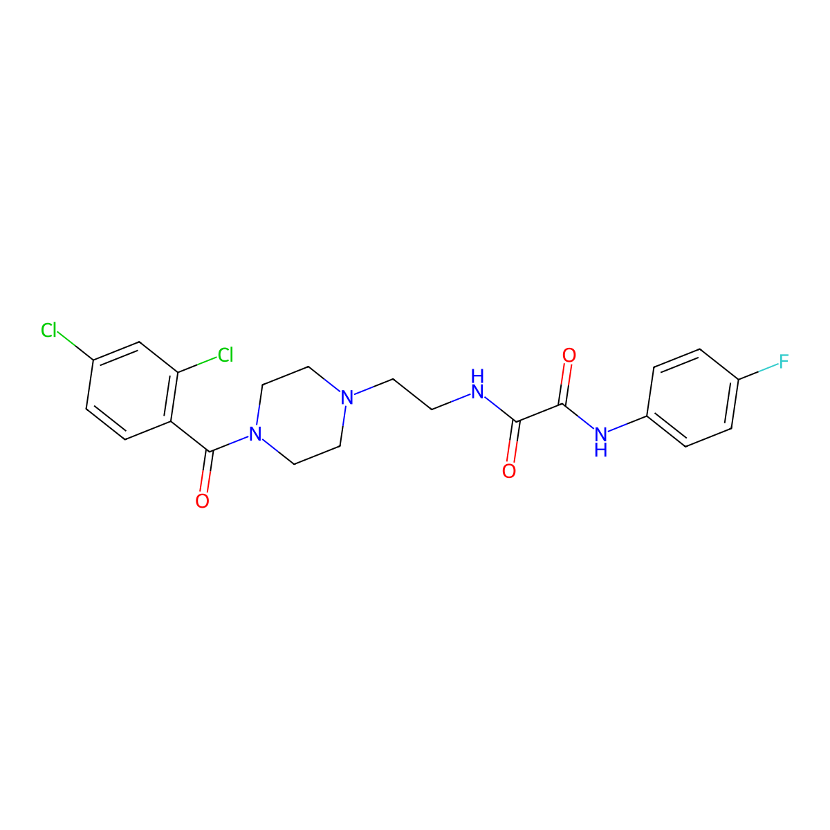 N-[2-[4-(2,4-dichlorobenzoyl)piperazin-1-yl]ethyl]-N'-(4-fluorophenyl)oxamide molecular structure, CAS 341951-86-8