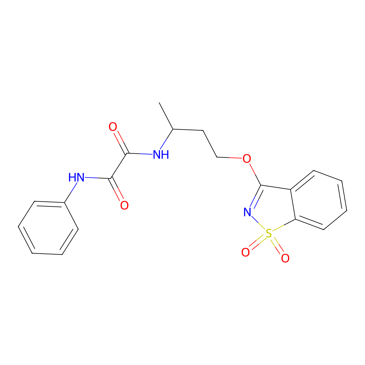 N'-[4-[(1,1-dioxo-1,2-benzothiazol-3-yl)oxy]butan-2-yl]-N-phenyloxamide molecular structure, CAS 341952-31-6