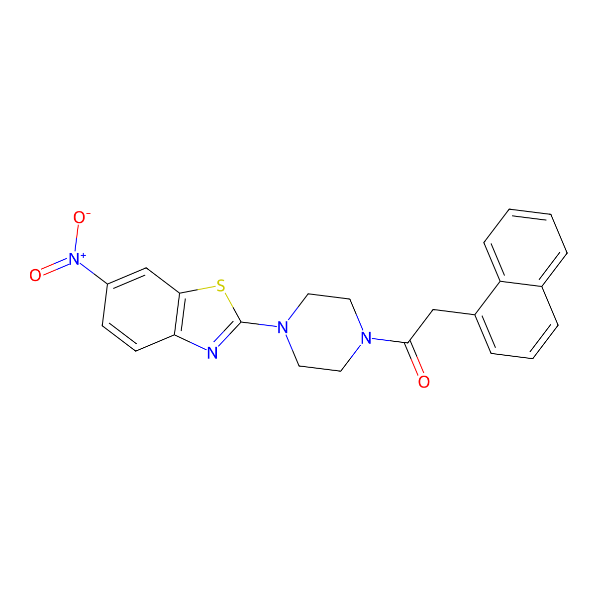 2-(Naphthalen-1-yl)-1-(4-(6-nitrobenzo[d]thiazol-2-yl)piperazin-1-yl)ethanone molecular structure, CAS 341953-32-0