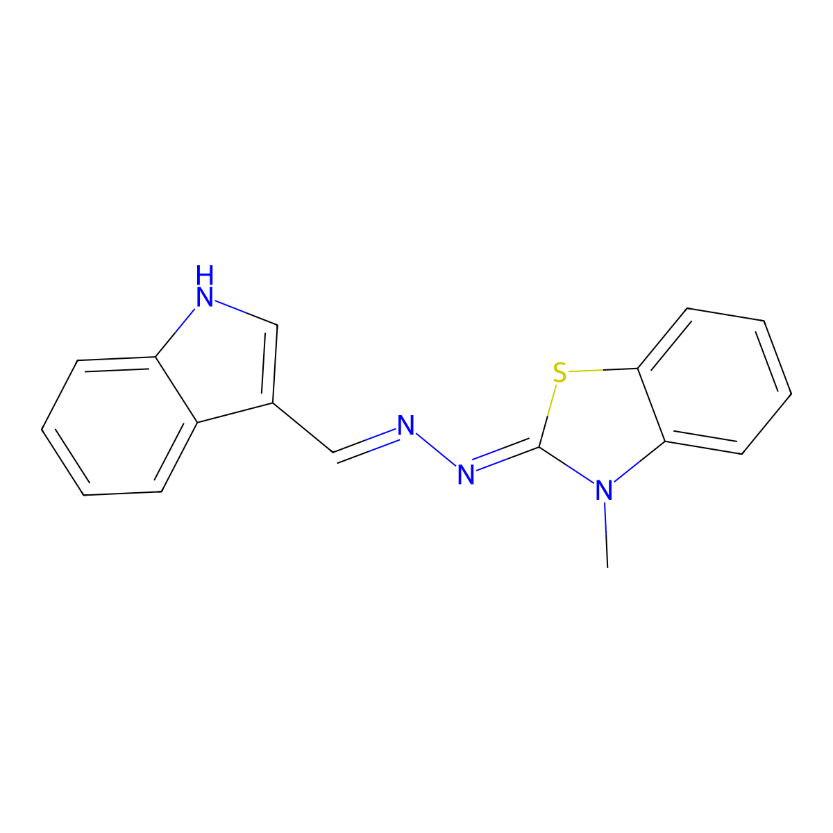 1H-Indole-3-carboxaldehyde, 2-(3-methyl-2(3H)-benzothiazolylidene)hydrazone molecular structure, CAS 341954-06-1
