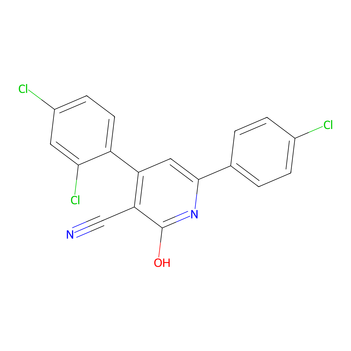 6-(4-Chlorophenyl)-4-(2,4-dichlorophenyl)-2-hydroxynicotinonitrile molecular structure, CAS 341964-40-7