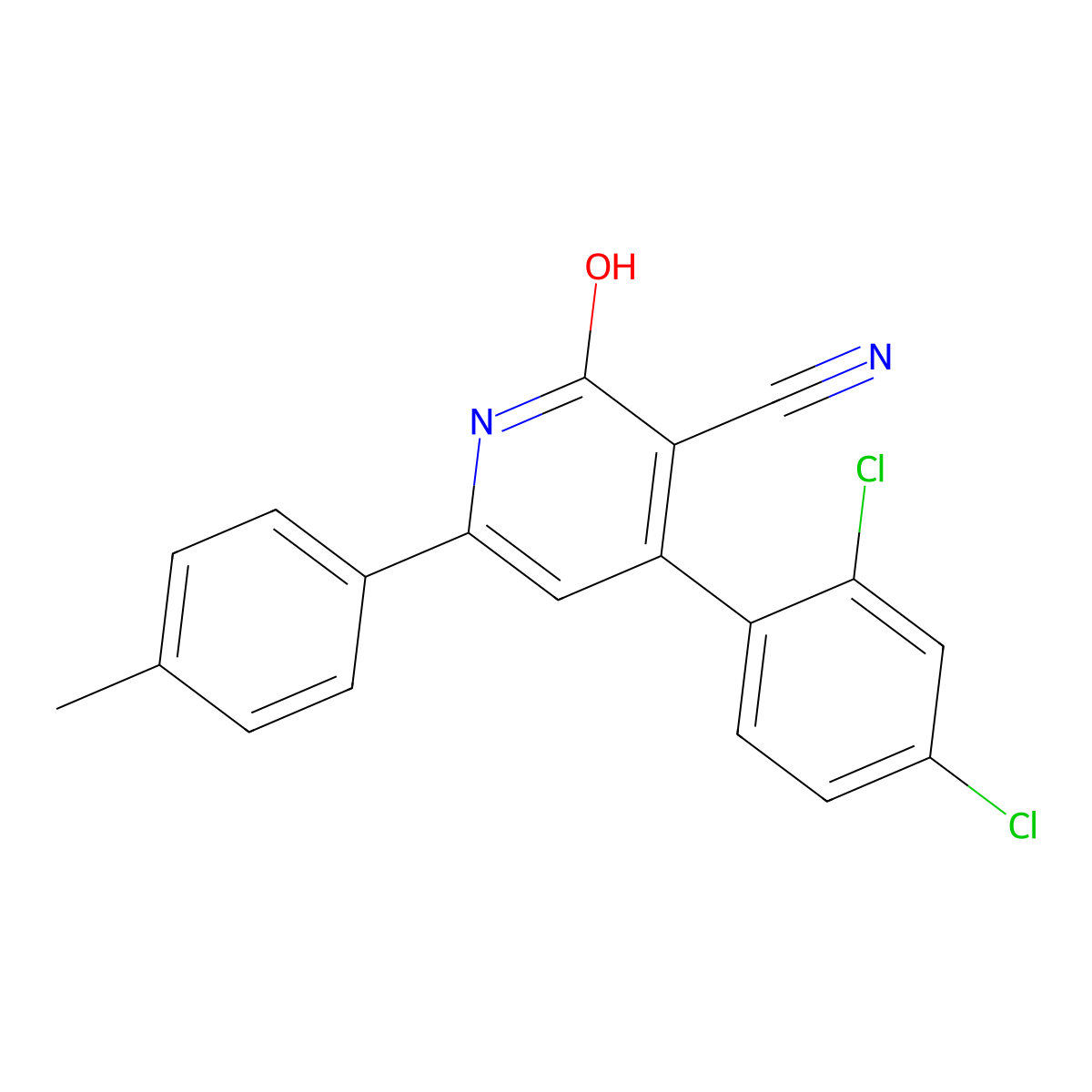 4-(2,4-Dichlorophenyl)-2-hydroxy-6-(4-methylphenyl)nicotinonitrile molecular structure, CAS 341964-42-9