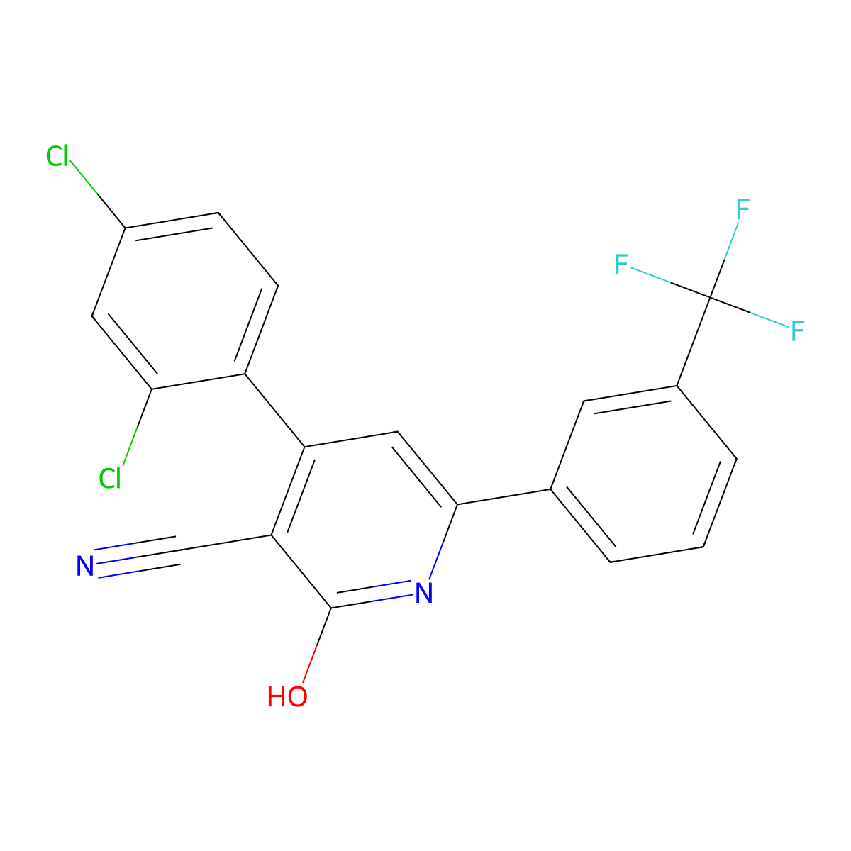 4-(2,4-Dichlorophenyl)-2-hydroxy-6-[3-(trifluoromethyl)phenyl]nicotinonitrile molecular structure, CAS 341964-44-1