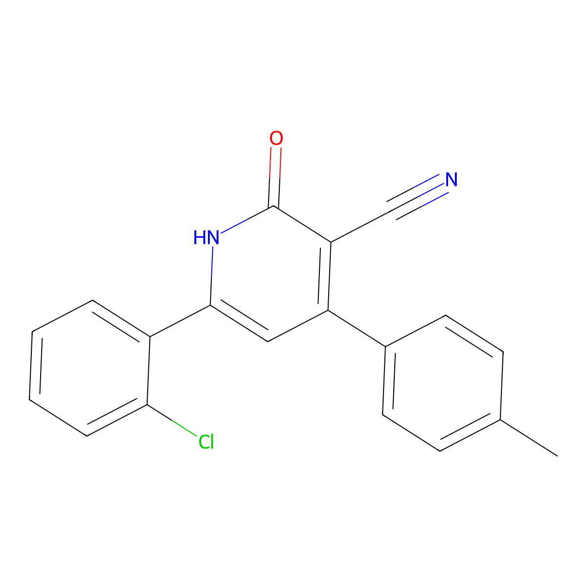 6-(2-Chlorophenyl)-2-hydroxy-4-(4-methylphenyl)nicotinonitrile molecular structure, CAS 341964-46-3