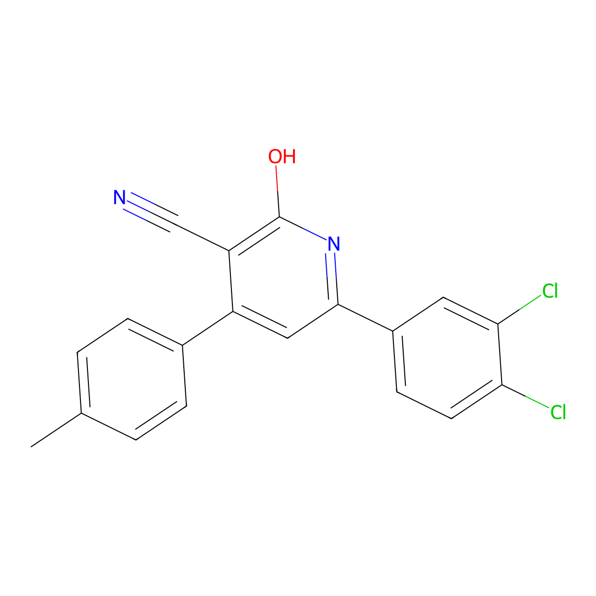 6-(3,4-Dichlorophenyl)-2-hydroxy-4-(4-methylphenyl)nicotinonitrile molecular structure, CAS 341964-48-5