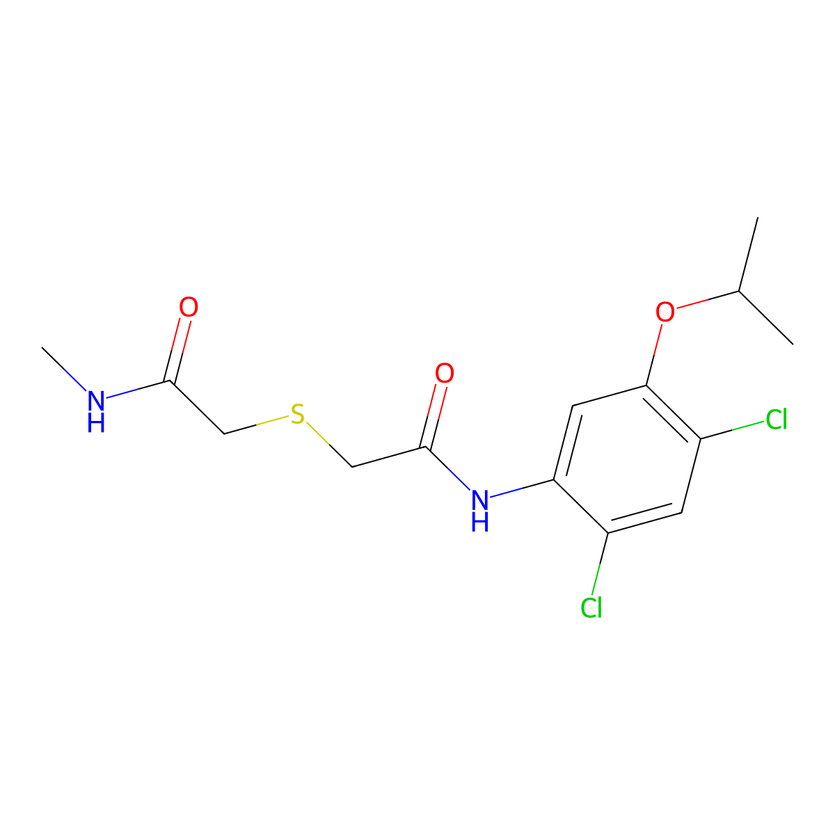 2-{[2-(2,4-dichloro-5-isopropoxyanilino)-2-oxoethyl]sulfanyl}-N-methylacetamide molecular structure, CAS 341964-50-9