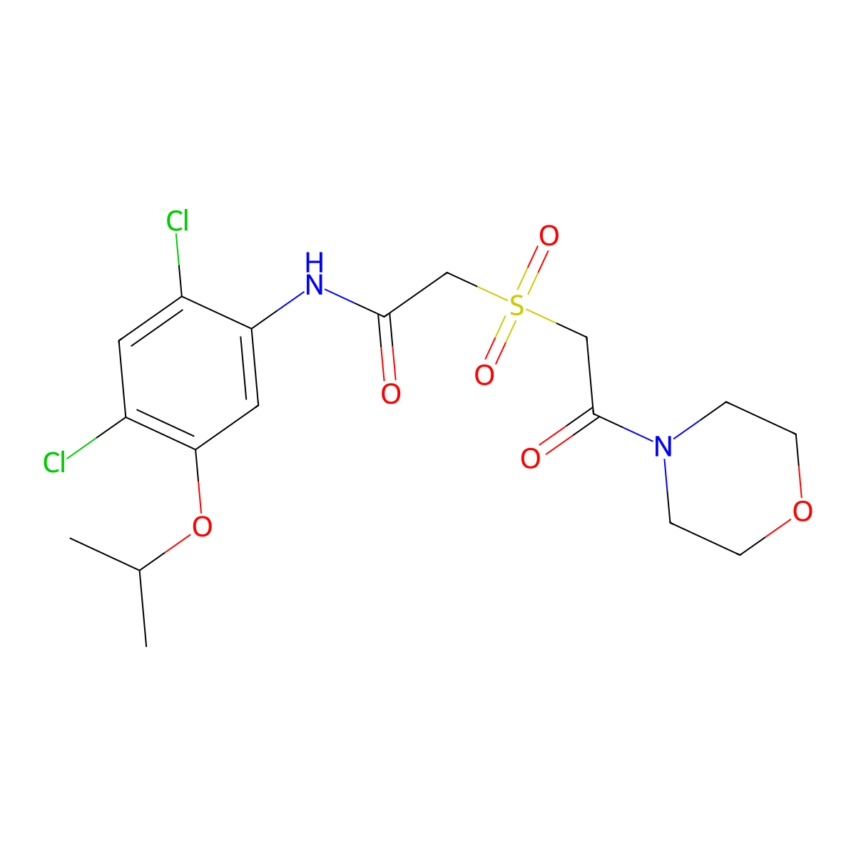 N-(2,4-dichloro-5-isopropoxyphenyl)-2-[(2-morpholino-2-oxoethyl)sulfonyl]acetamide molecular structure, CAS 341964-60-1