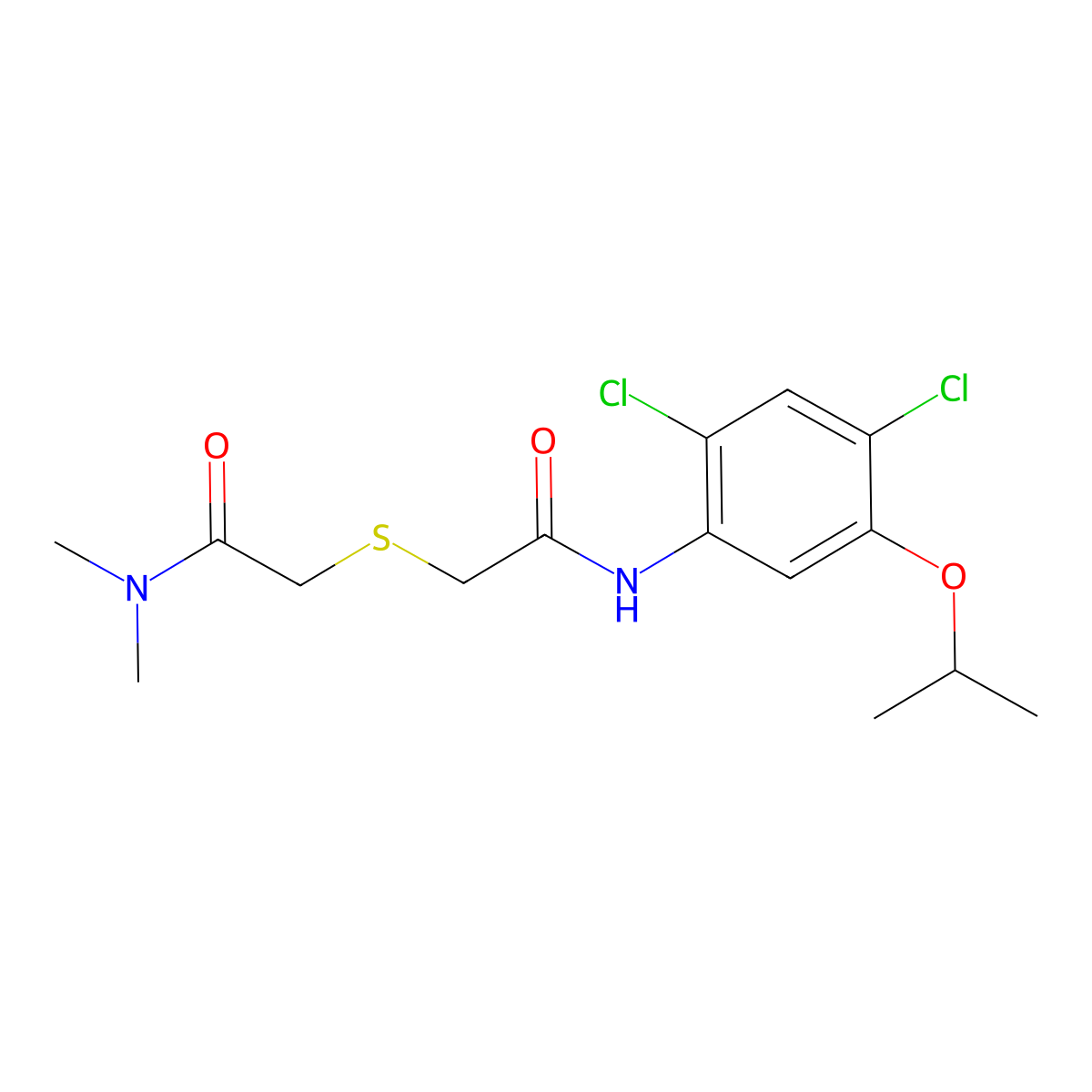 2-{[2-(2,4-dichloro-5-isopropoxyanilino)-2-oxoethyl]sulfanyl}-N,N-dimethylacetamide molecular structure, CAS 341964-64-5