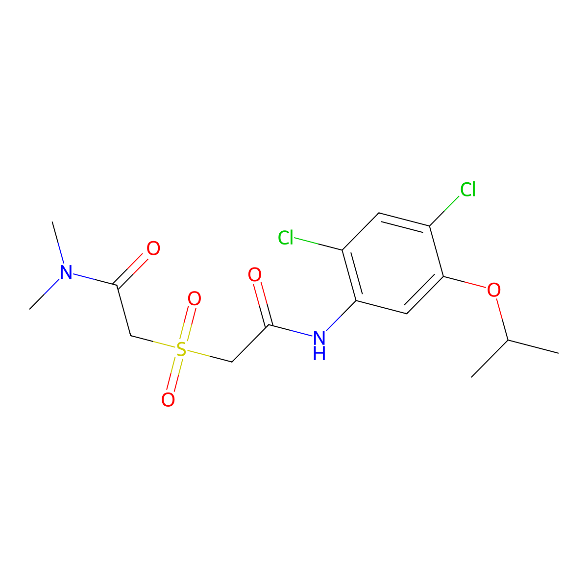 2-{[2-(2,4-dichloro-5-isopropoxyanilino)-2-oxoethyl]sulfonyl}-N,N-dimethylacetamide molecular structure, CAS 341964-68-9