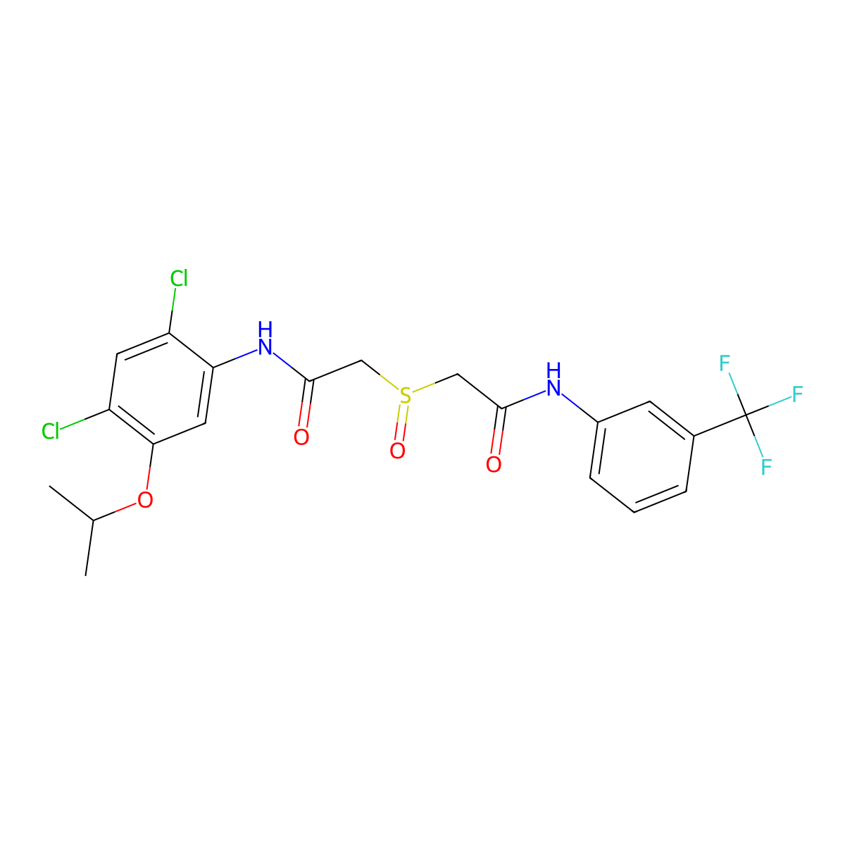2-[2-(2,4-dichloro-5-propan-2-yloxyanilino)-2-oxoethyl]sulfinyl-N-[3-(trifluoromethyl)phenyl]acetamide molecular structure, CAS 341964-76-9