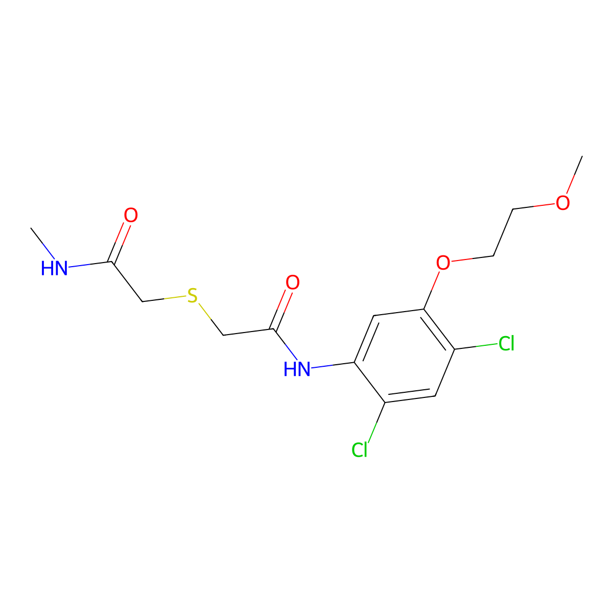 2-({2-[2,4-dichloro-5-(2-methoxyethoxy)anilino]-2-oxoethyl}sulfanyl)-N-methylacetamide molecular structure, CAS 341964-80-5