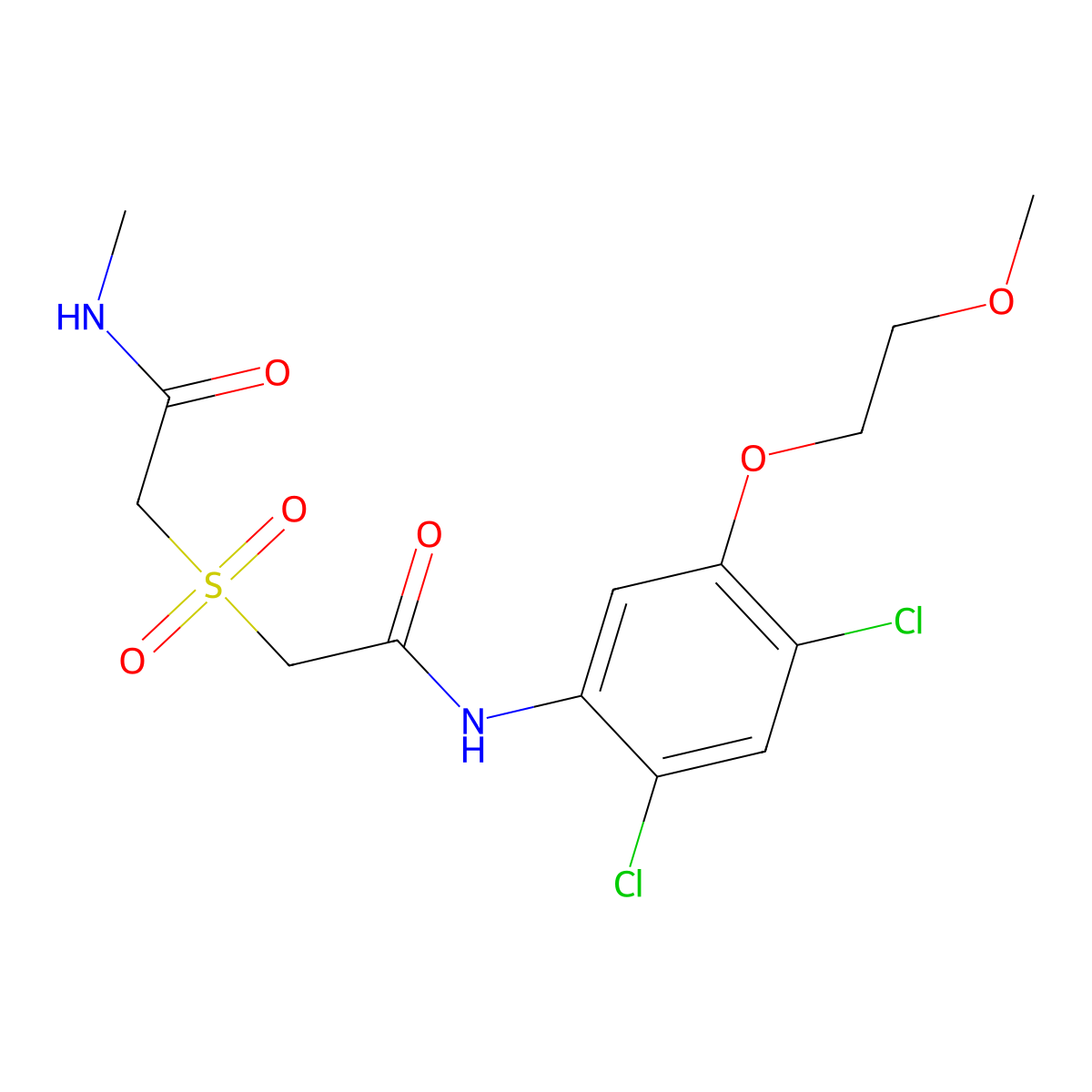 2-({2-[2,4-dichloro-5-(2-methoxyethoxy)anilino]-2-oxoethyl}sulfonyl)-N-methylacetamide molecular structure, CAS 341964-84-9