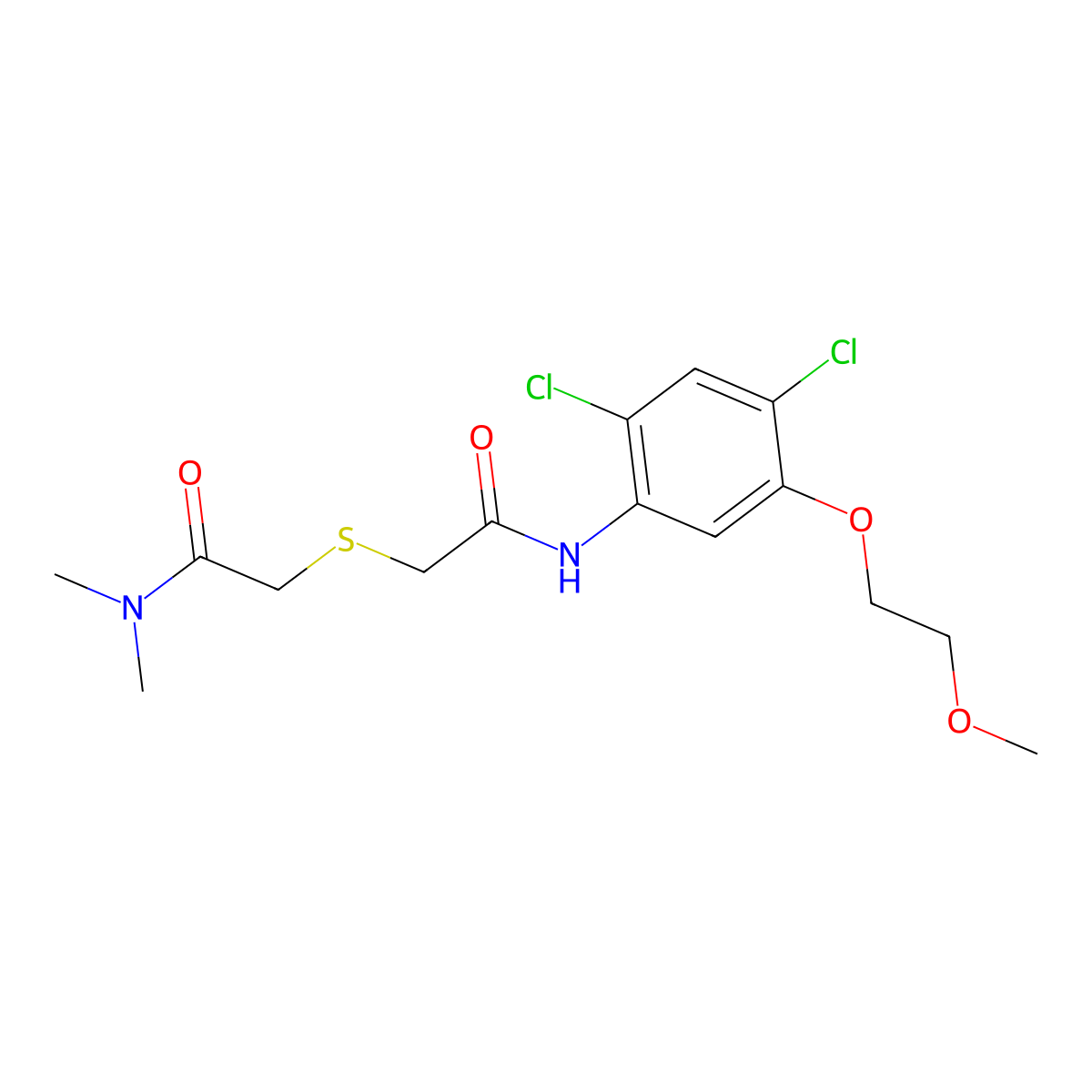 2-({2-[2,4-dichloro-5-(2-methoxyethoxy)anilino]-2-oxoethyl}sulfanyl)-N,N-dimethylacetamide molecular structure, CAS 341964-86-1