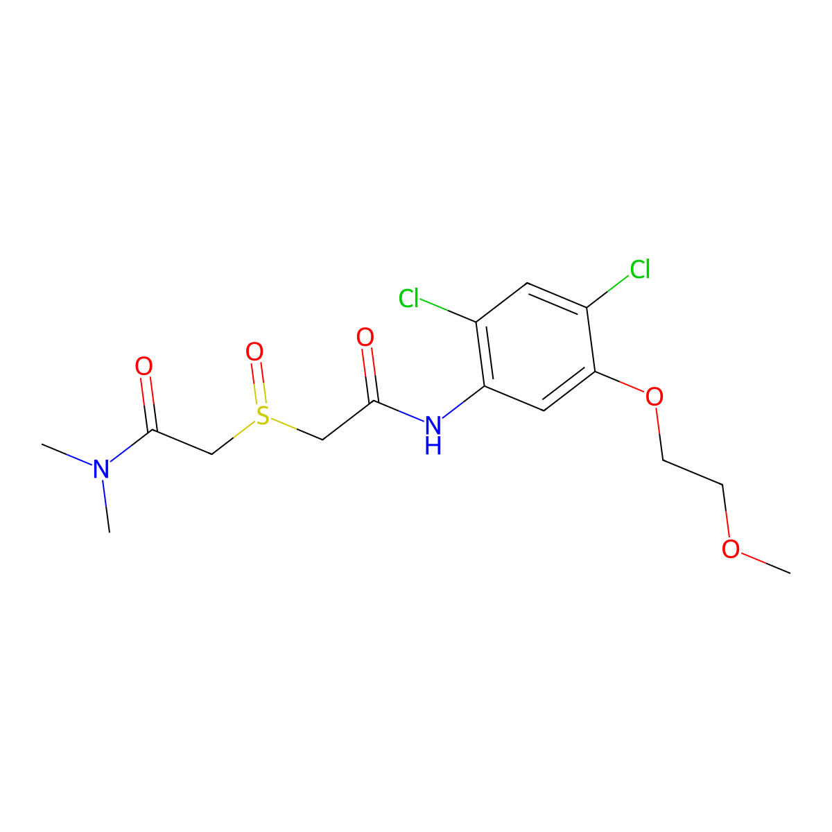 2-({2-[2,4-dichloro-5-(2-methoxyethoxy)anilino]-2-oxoethyl}sulfinyl)-N,N-dimethylacetamide molecular structure, CAS 341965-02-4