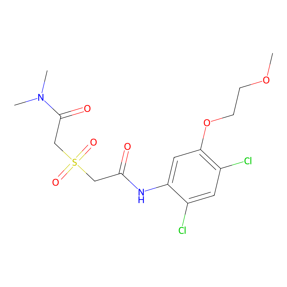 2-({2-[2,4-dichloro-5-(2-methoxyethoxy)anilino]-2-oxoethyl}sulfonyl)-N,N-dimethylacetamide molecular structure, CAS 341965-04-6