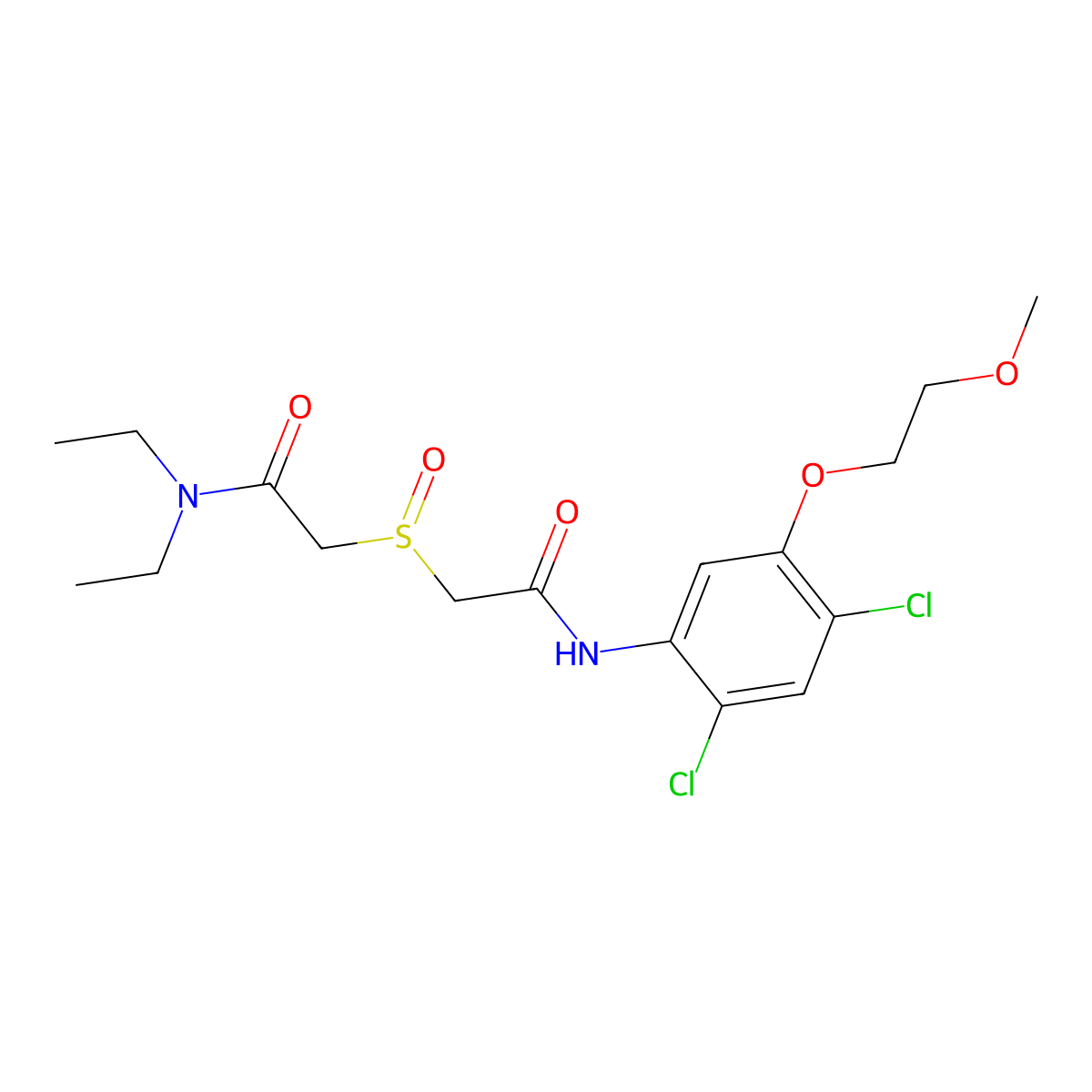 2-({2-[2,4-dichloro-5-(2-methoxyethoxy)anilino]-2-oxoethyl}sulfinyl)-N,N-diethylacetamide molecular structure, CAS 341965-08-0