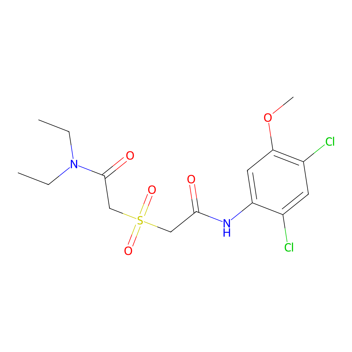 2-{[2-(2,4-dichloro-5-methoxyanilino)-2-oxoethyl]sulfonyl}-N,N-diethylacetamide molecular structure, CAS 341965-18-2