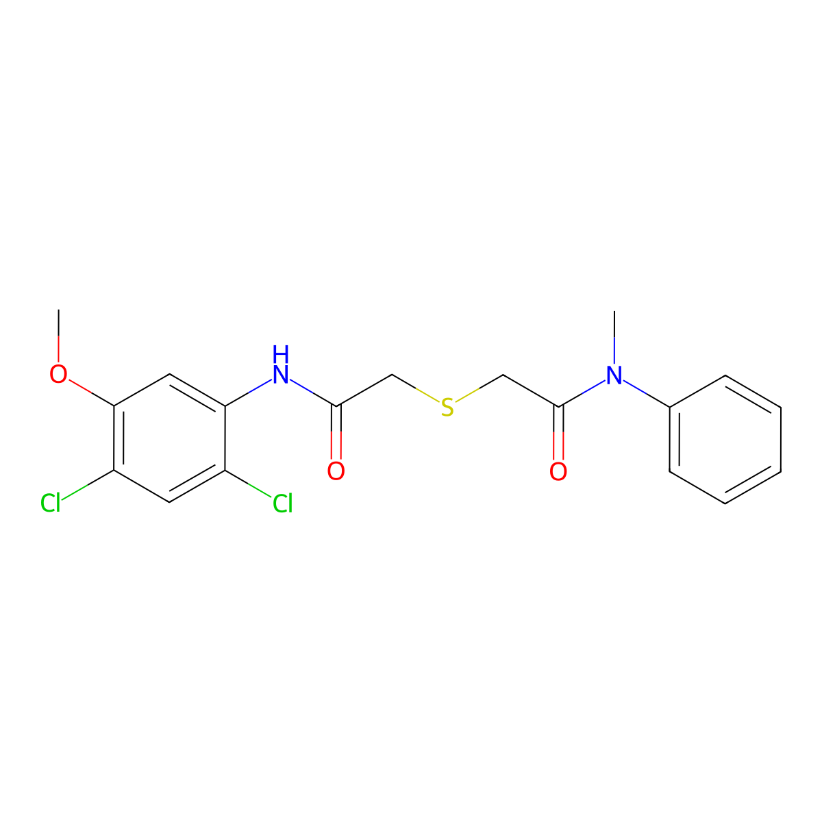 2-{[2-(2,4-dichloro-5-methoxyanilino)-2-oxoethyl]sulfanyl}-N-methyl-N-phenylacetamide molecular structure, CAS 341965-20-6