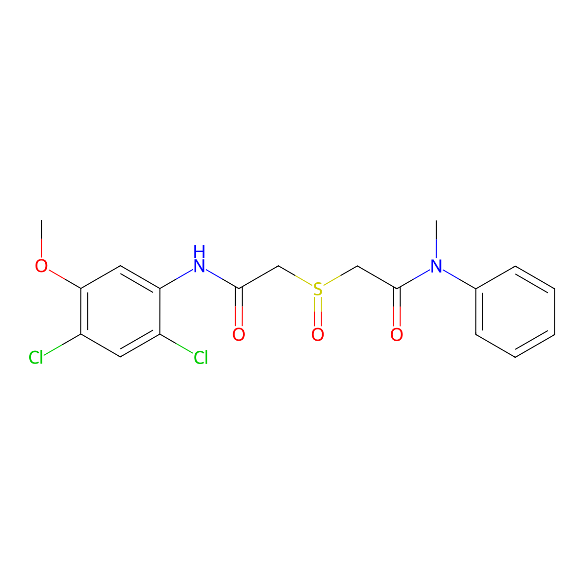 2-{[2-(2,4-dichloro-5-methoxyanilino)-2-oxoethyl]sulfinyl}-N-methyl-N-phenylacetamide molecular structure, CAS 341965-22-8