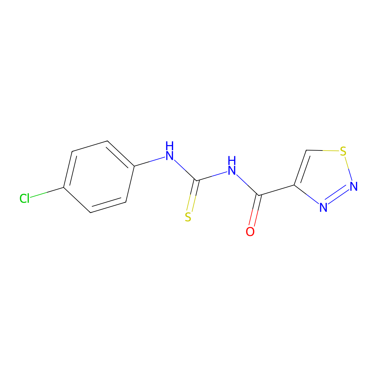 N-(4-chlorophenyl)-N'-(1,2,3-thiadiazol-4-ylcarbonyl)thiourea molecular structure, CAS 341965-40-0