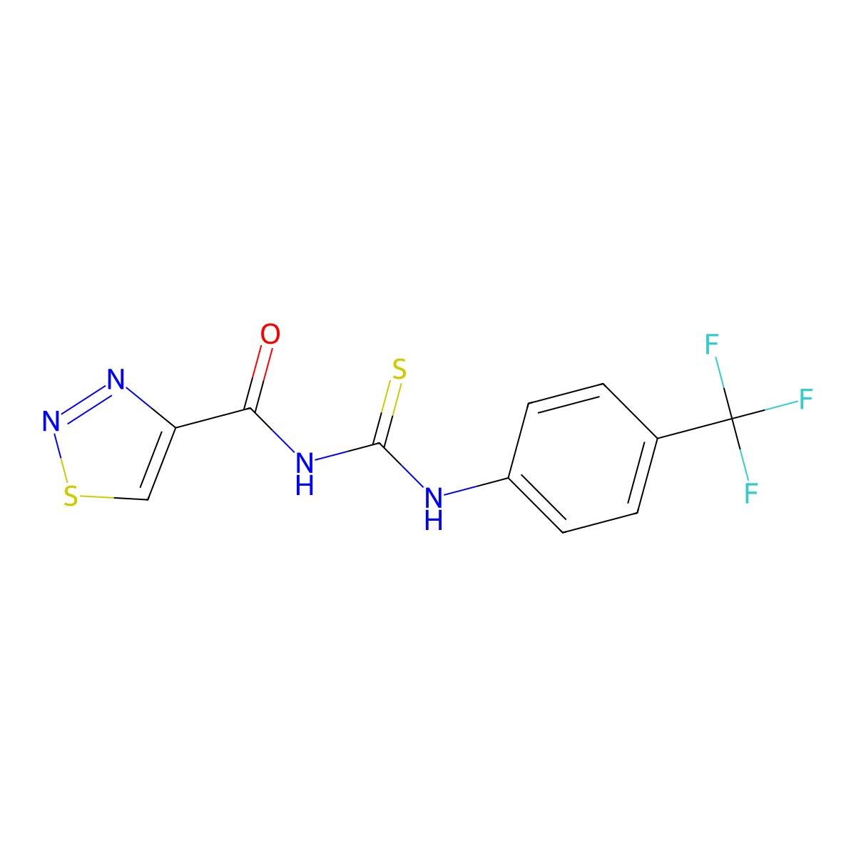 N-(1,2,3-thiadiazol-4-ylcarbonyl)-N'-[4-(trifluoromethyl)phenyl]thiourea molecular structure, CAS 341965-42-2