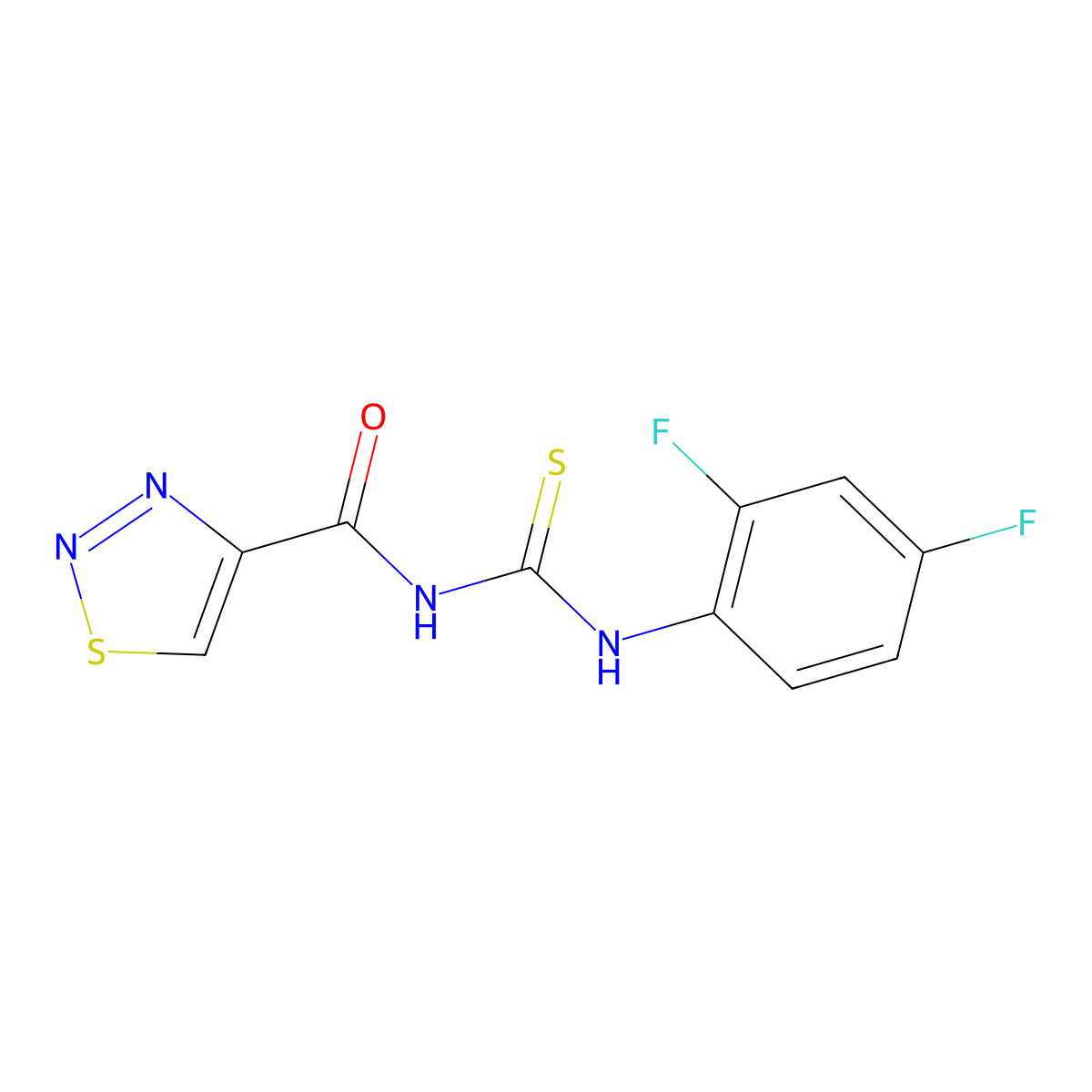 N-(2,4-difluorophenyl)-N'-(1,2,3-thiadiazol-4-ylcarbonyl)thiourea molecular structure, CAS 341965-43-3