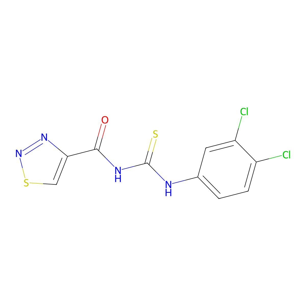 N-(3,4-dichlorophenyl)-N'-(1,2,3-thiadiazol-4-ylcarbonyl)thiourea molecular structure, CAS 341965-44-4
