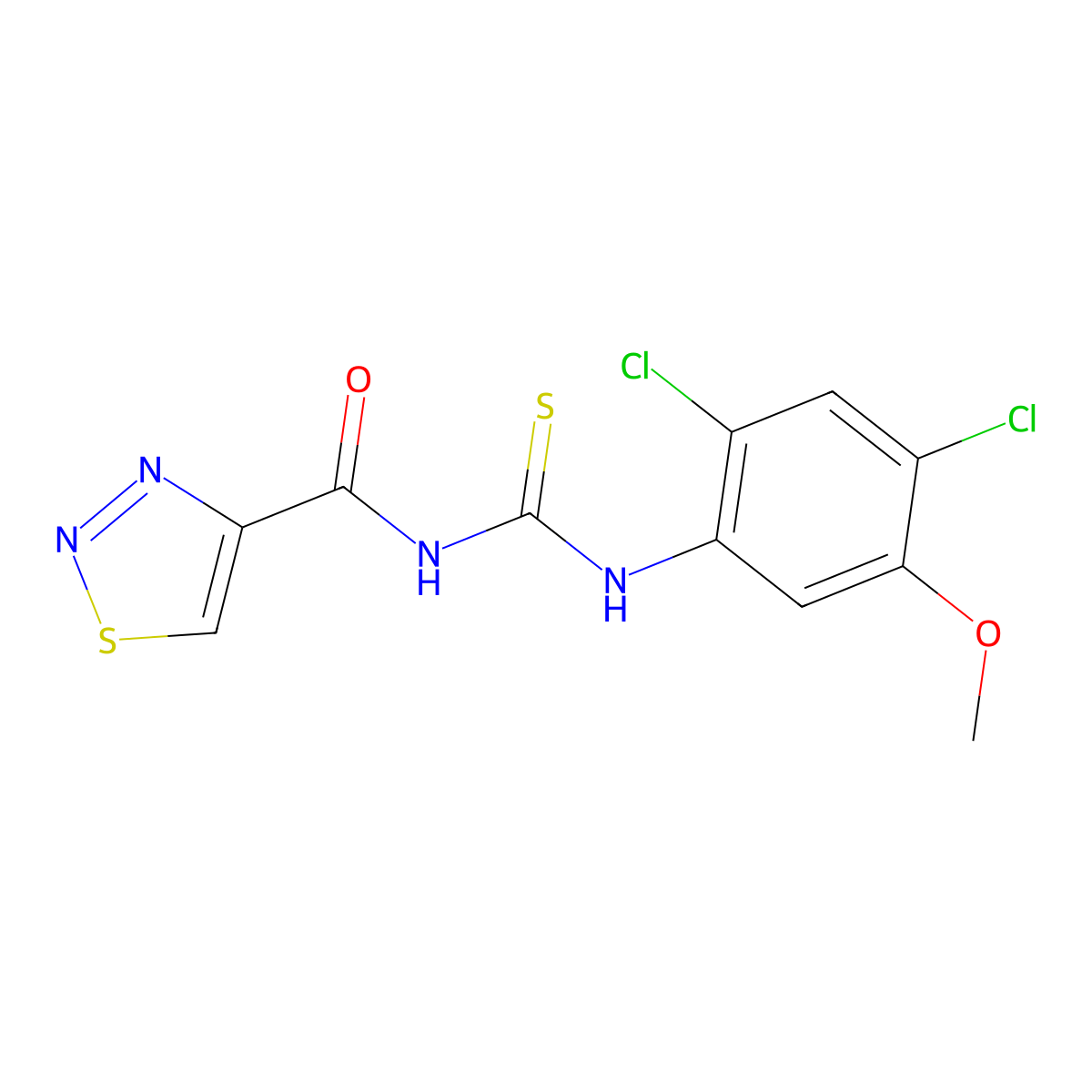 N-(2,4-dichloro-5-methoxyphenyl)-N'-(1,2,3-thiadiazol-4-ylcarbonyl)thiourea molecular structure, CAS 341965-45-5