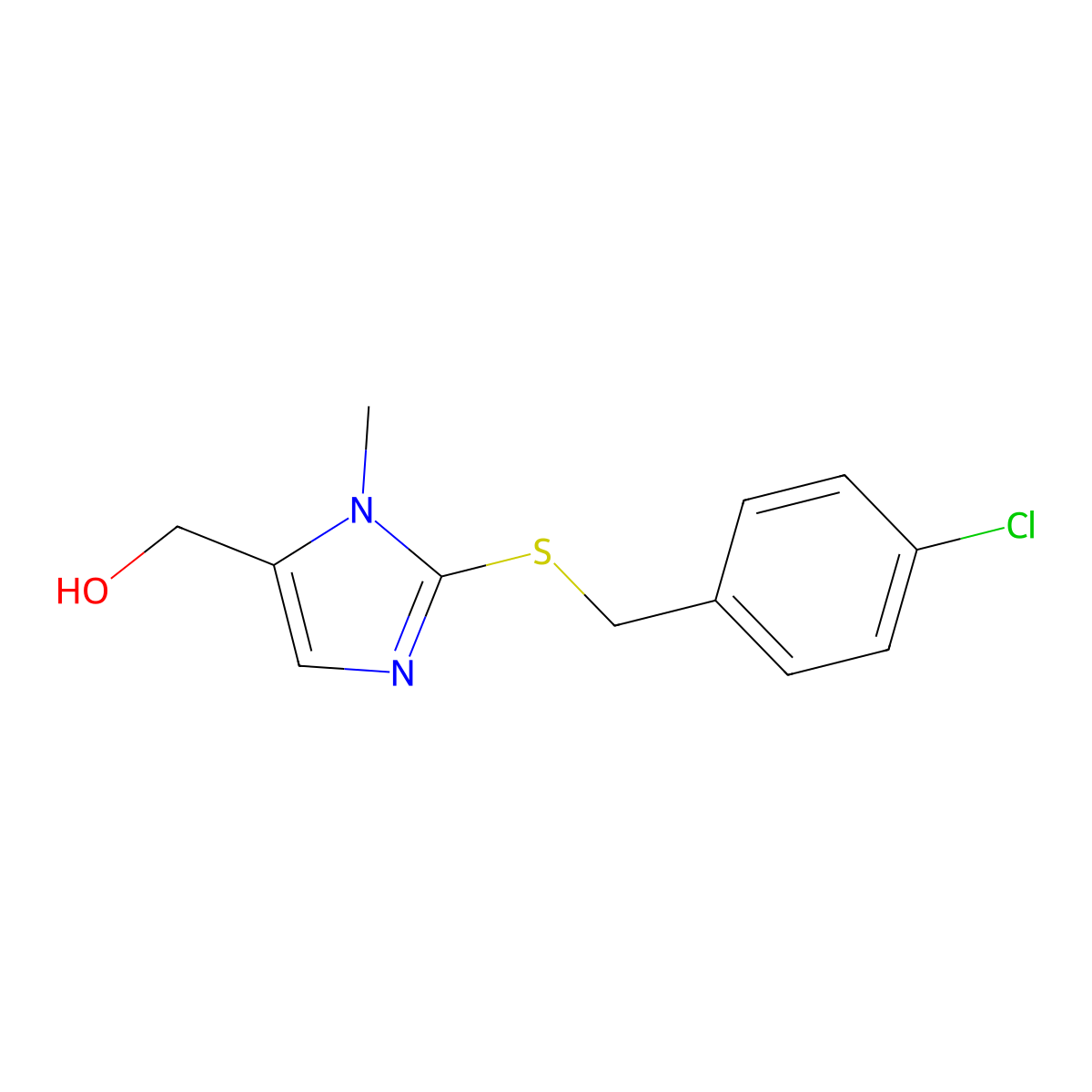 {2-[(4-chlorobenzyl)sulfanyl]-1-methyl-1H-imidazol-5-yl}methanol molecular structure, CAS 341965-46-6