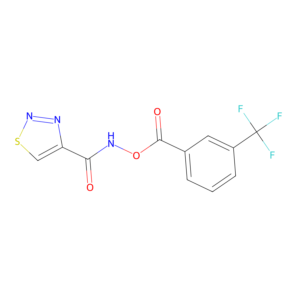 N-{[3-(trifluoromethyl)benzoyl]oxy}-1,2,3-thiadiazole-4-carboxamide molecular structure, CAS 341965-58-0
