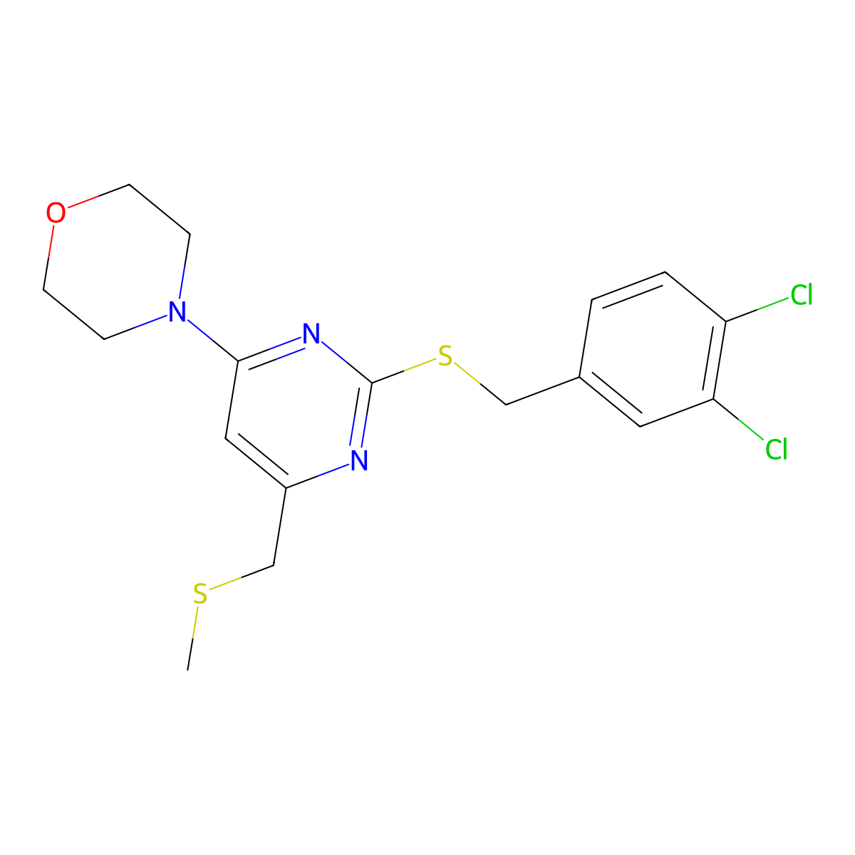 4-[2-[(3,4-Dichlorophenyl)methylthio]-6-[(methylthio)methyl]-4-pyrimidinyl]morpholine molecular structure, CAS 341965-63-7