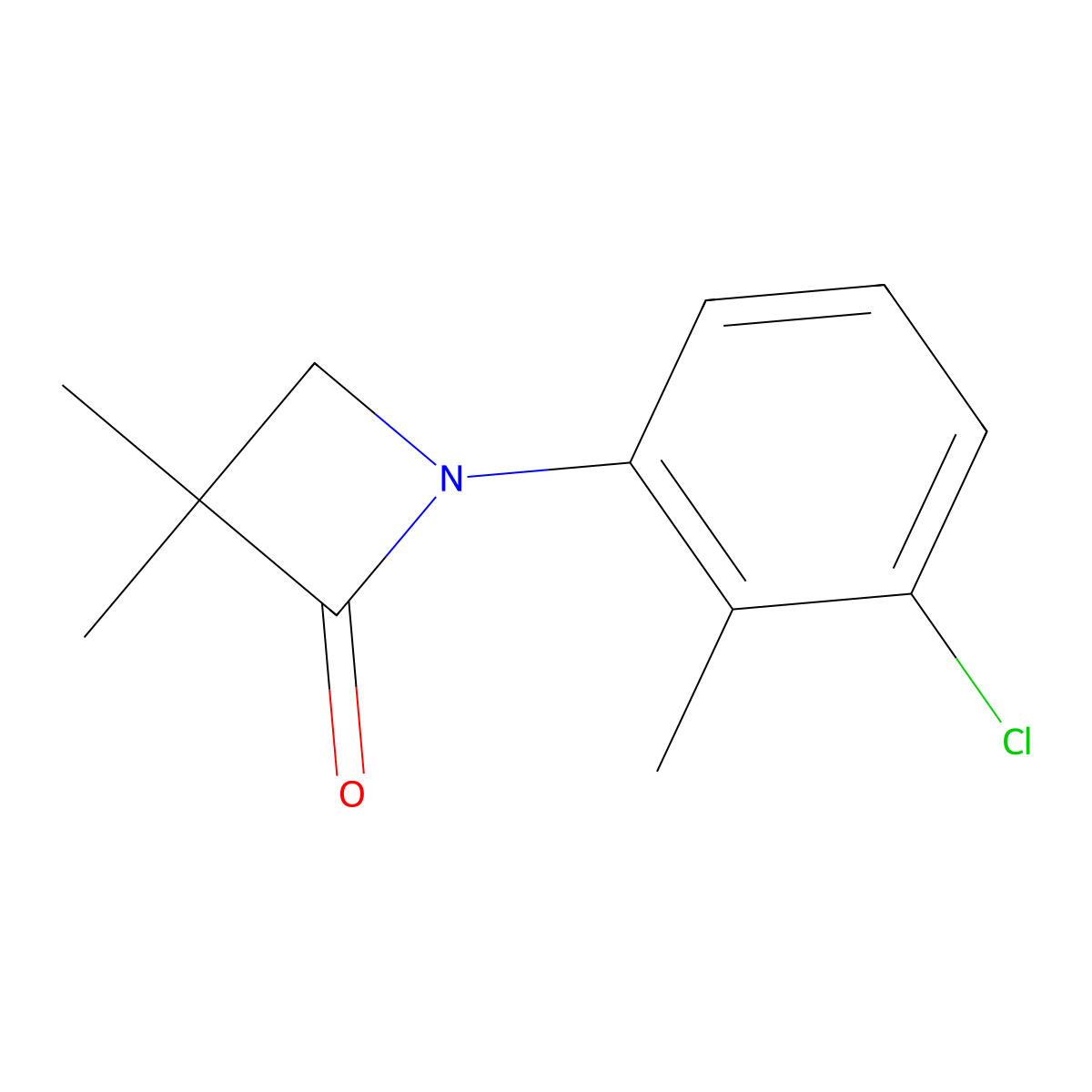 1-(3-Chloro-2-methylphenyl)-3,3-dimethyl-2-azetanone molecular structure, CAS 341965-92-2