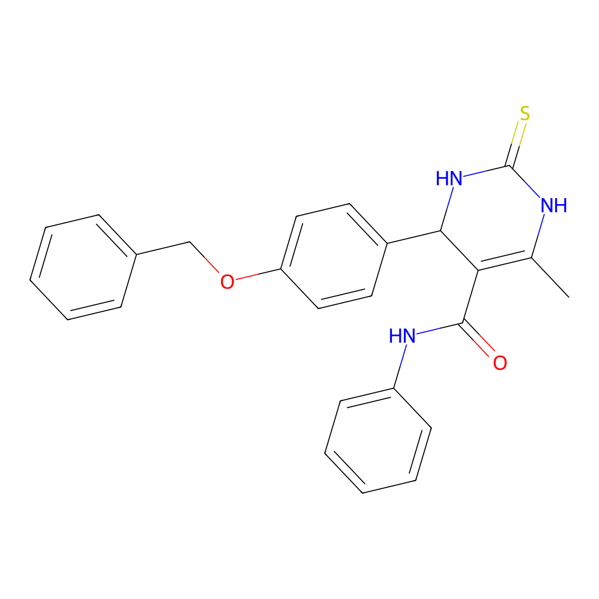 6-methyl-N-phenyl-4-(4-phenylmethoxyphenyl)-2-sulfanylidene-3,4-dihydro-1H-pyrimidine-5-carboxamide molecular structure, CAS 341965-97-7