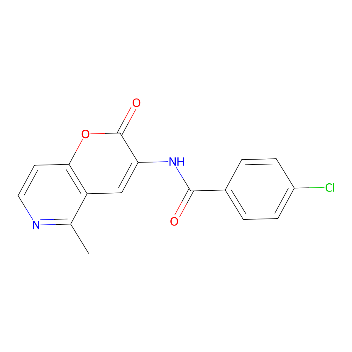 4-chloro-N-(5-methyl-2-oxo-2H-pyrano[3,2-c]pyridin-3-yl)benzenecarboxamide molecular structure, CAS 341966-08-3