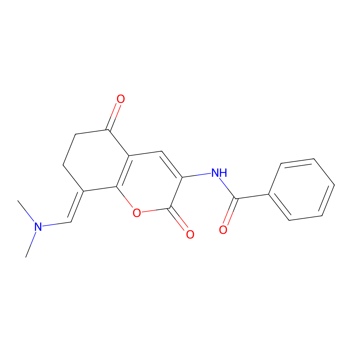 N-{8-[(E)-(dimethylamino)methylidene]-2,5-dioxo-5,6,7,8-tetrahydro-2H-chromen-3-yl}benzenecarboxamide molecular structure, CAS 341966-17-4