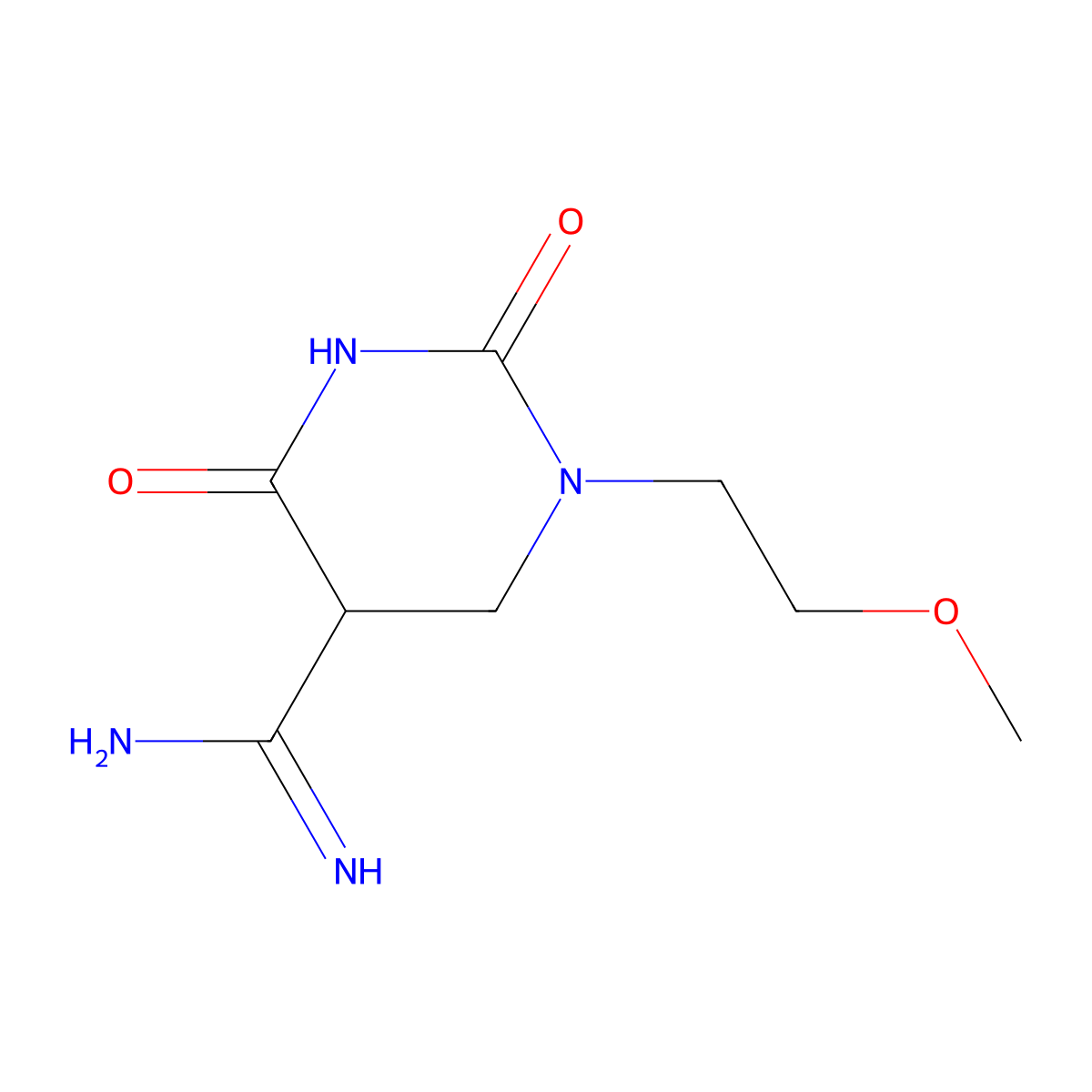 1-(2-Methoxyethyl)-2,4-dioxo-1,3-diazinane-5-carboximidamide molecular structure, CAS 341966-19-6