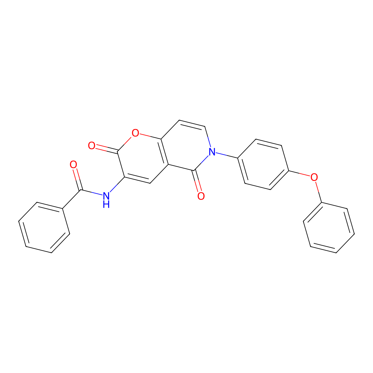 N-[2,5-dioxo-6-(4-phenoxyphenyl)-3-pyrano[3,2-c]pyridinyl]benzamide molecular structure, CAS 341966-27-6