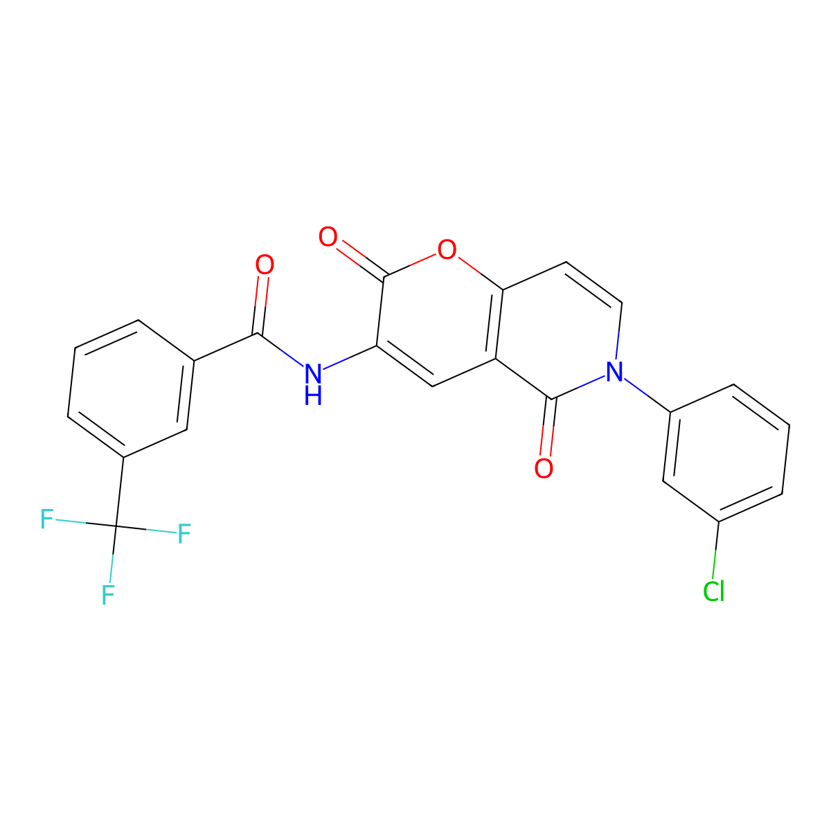 N-[6-(3-chlorophenyl)-2,5-dioxopyrano[3,2-c]pyridin-3-yl]-3-(trifluoromethyl)benzamide molecular structure, CAS 341966-31-2