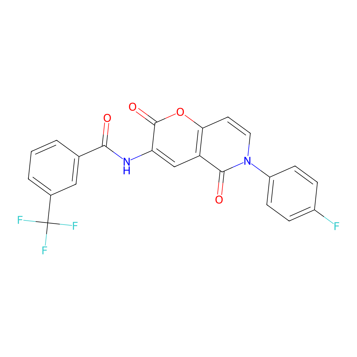 N-[6-(4-fluorophenyl)-2,5-dioxopyrano[3,2-c]pyridin-3-yl]-3-(trifluoromethyl)benzamide molecular structure, CAS 341966-34-5