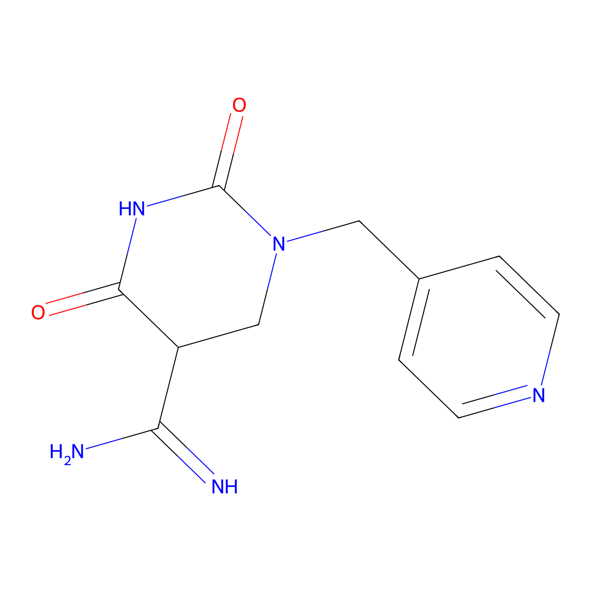 2,4-Dioxo-1-(4-pyridinylmethyl)hexahydro-5-pyrimidinecarboximidamide molecular structure, CAS 341966-43-6