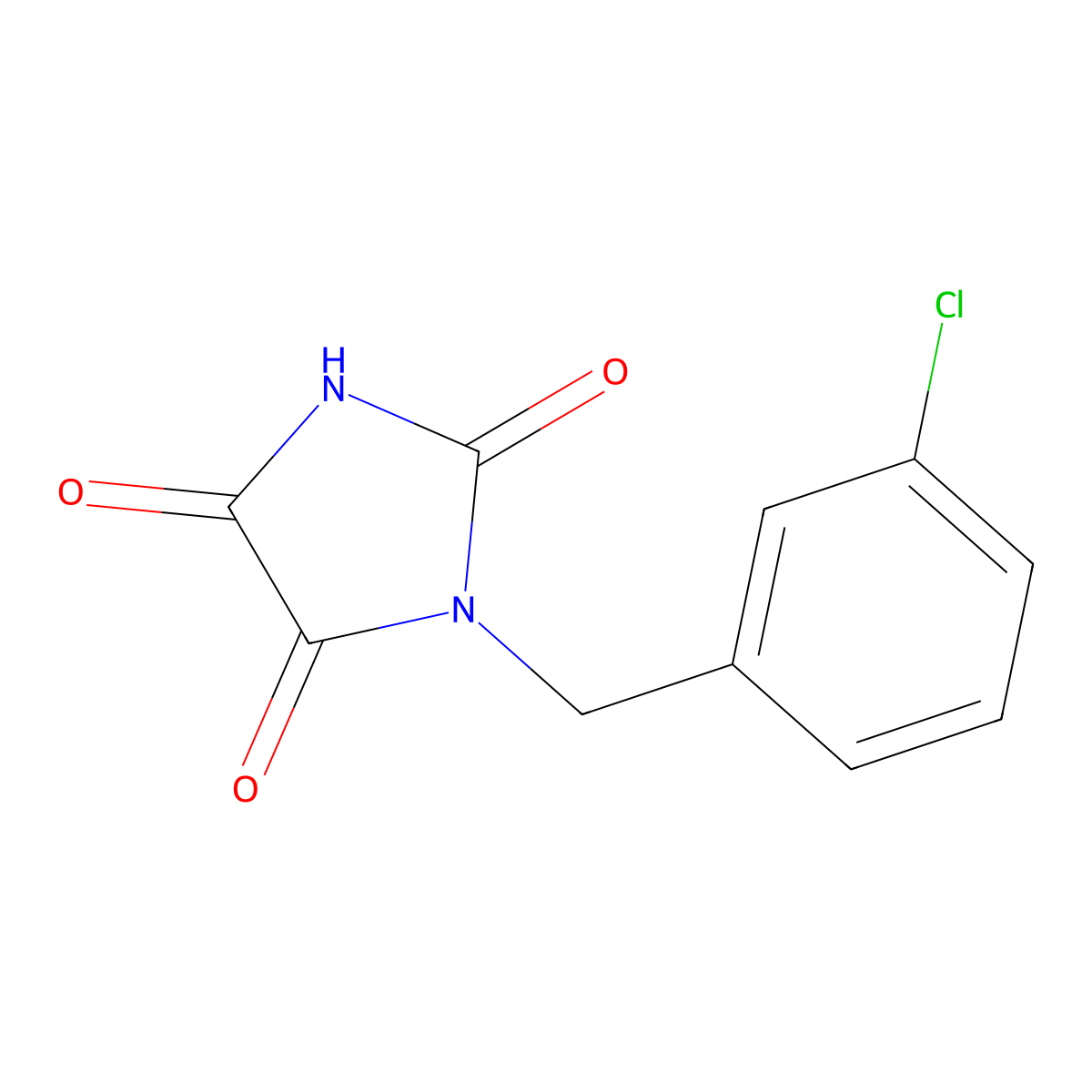1-[(3-Chlorophenyl)methyl]imidazolidine-2,4,5-trione molecular structure, CAS 341966-51-6