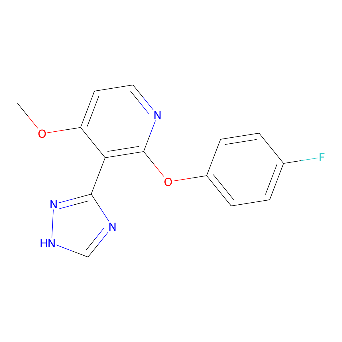 2-(4-fluorophenoxy)-4-methoxy-3-(1H-1,2,4-triazol-3-yl)pyridine molecular structure, CAS 341966-67-4