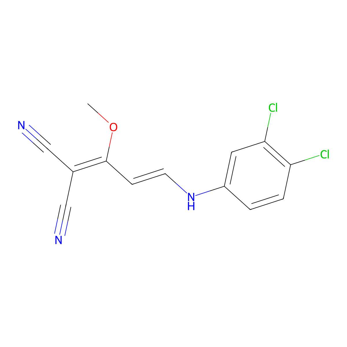 2-[(E)-3-(3,4-dichloroanilino)-1-methoxyprop-2-enylidene]propanedinitrile molecular structure, CAS 341967-10-0
