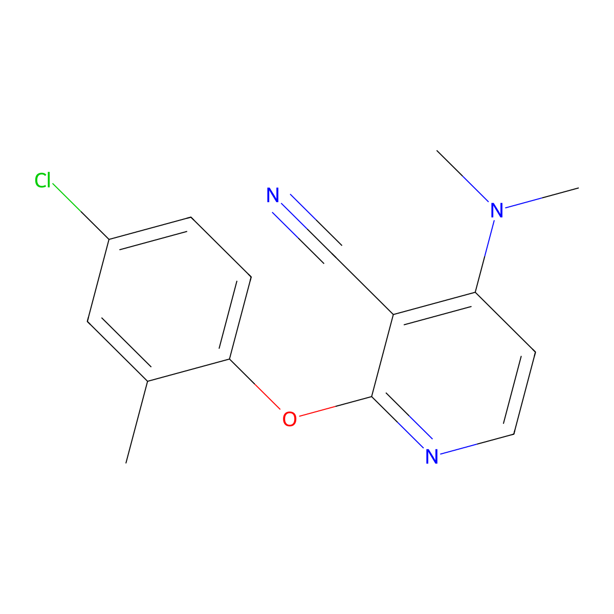 2-(4-Chloro-2-methylphenoxy)-4-(dimethylamino)nicotinonitrile molecular structure, CAS 341967-14-4