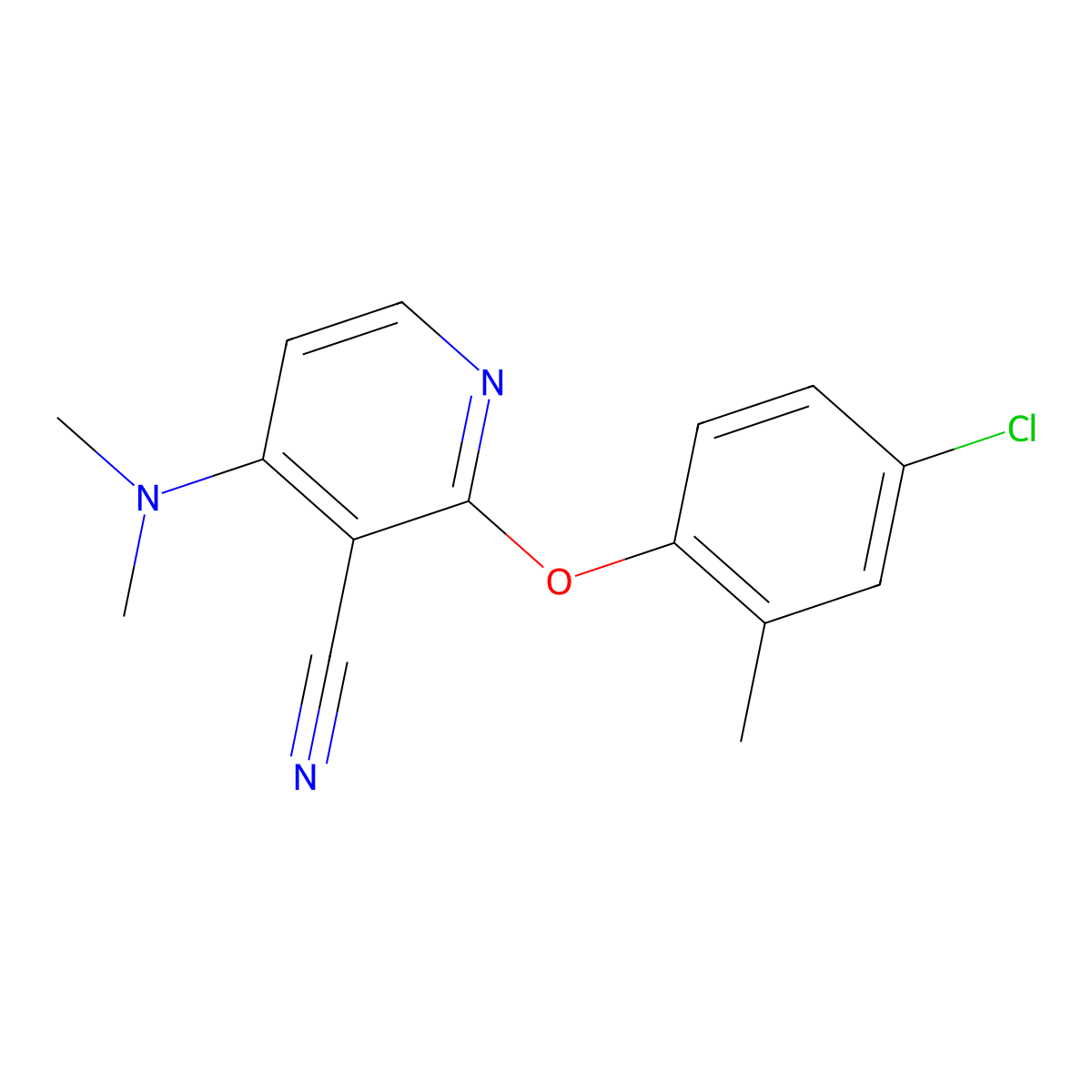 2-(4-Chloro-2-methylphenoxy)-4-(dimethylamino)nicotinonitrile molecular structure, CAS 341967-14-4