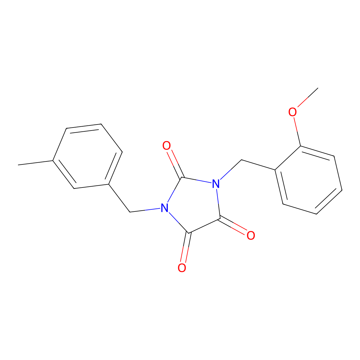 1-(2-methoxybenzyl)-3-(3-methylbenzyl)-1H-imidazole-2,4,5(3H)-trione molecular structure, CAS 341967-15-5