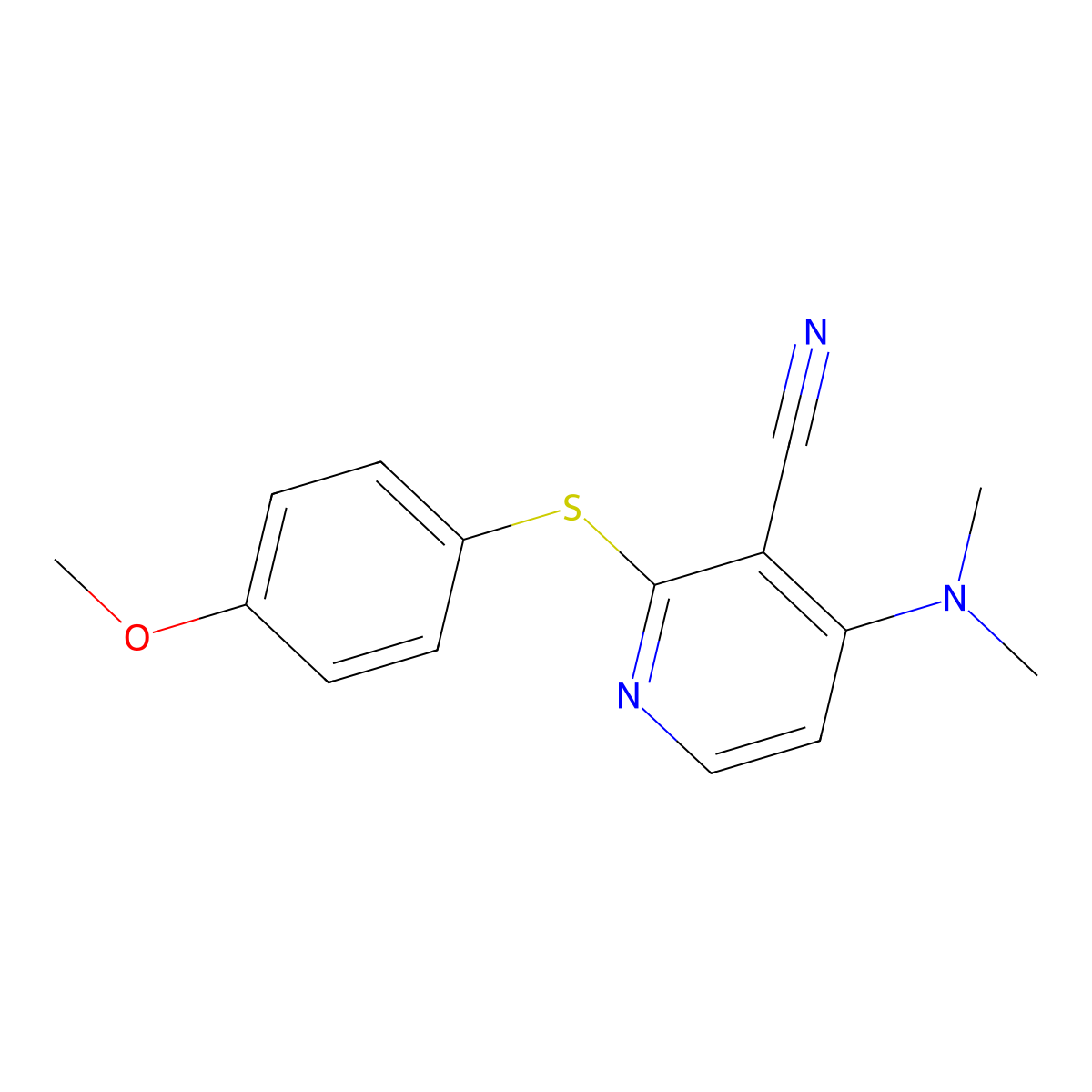 4-(Dimethylamino)-2-[(4-methoxyphenyl)sulfanyl]nicotinonitrile molecular structure, CAS 341967-18-8