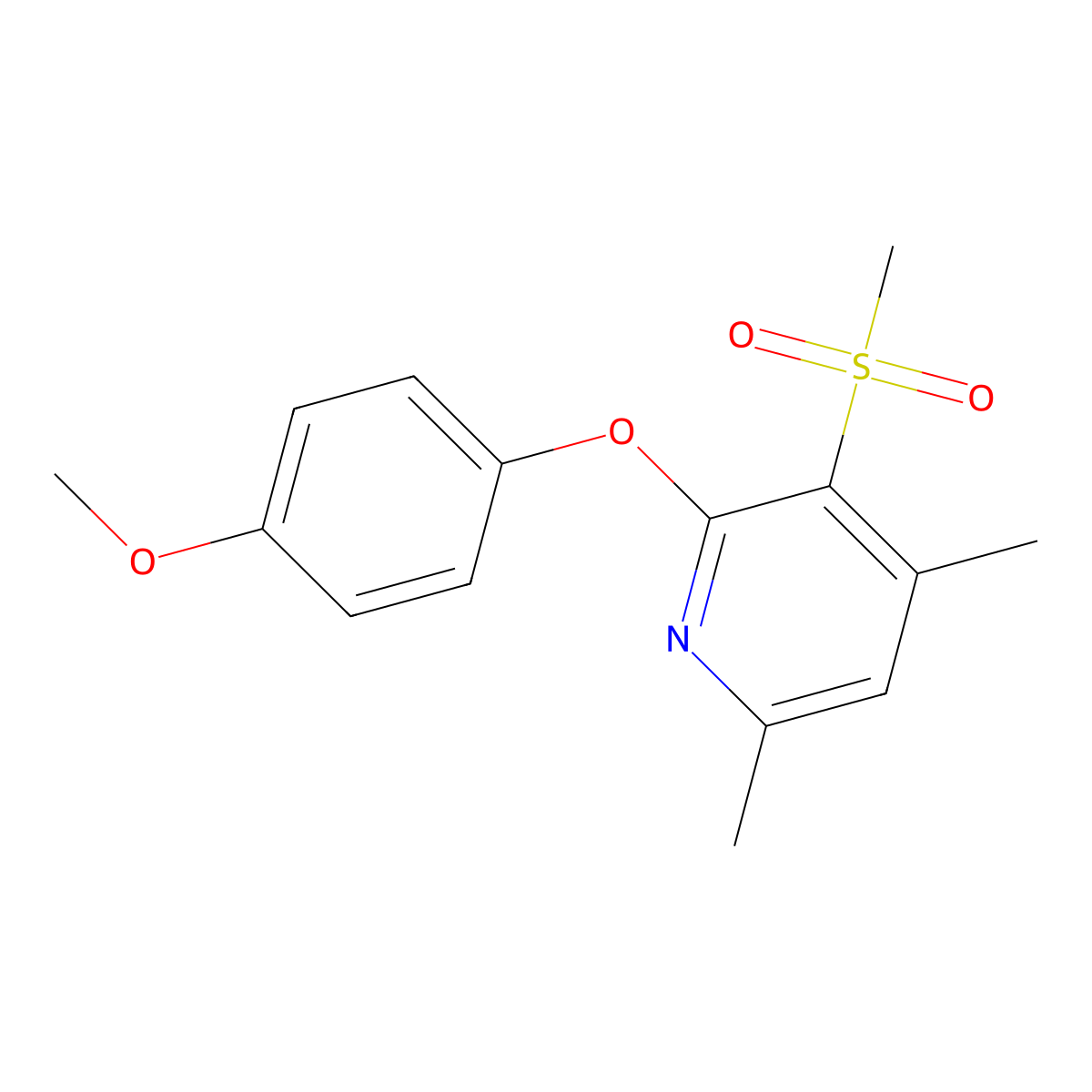 2-(4-Methoxyphenoxy)-4,6-dimethyl-3-(methylsulfonyl)pyridine molecular structure, CAS 341967-31-5