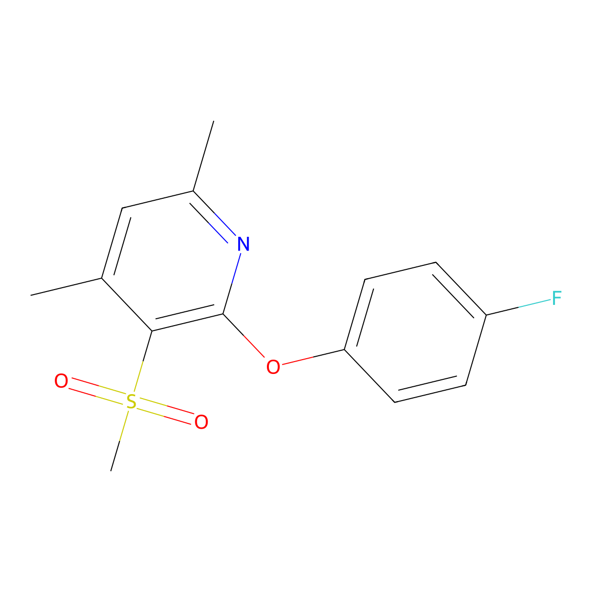 2-(4-Fluorophenoxy)-4,6-dimethyl-3-(methylsulfonyl)pyridine molecular structure, CAS 341967-33-7