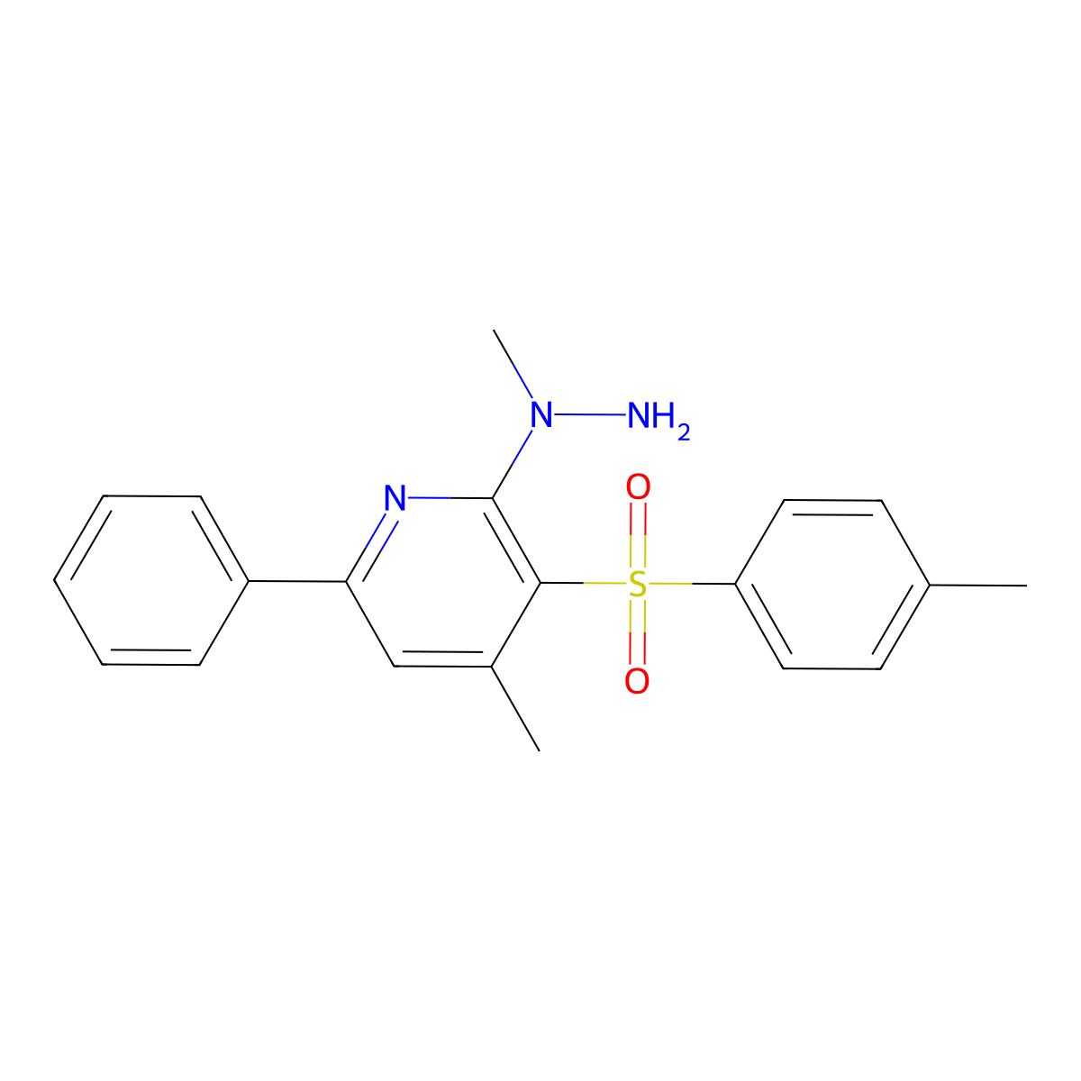 4-Methyl-2-(1-methylhydrazino)-3-[(4-methylphenyl)sulfonyl]-6-phenylpyridine molecular structure, CAS 341967-37-1